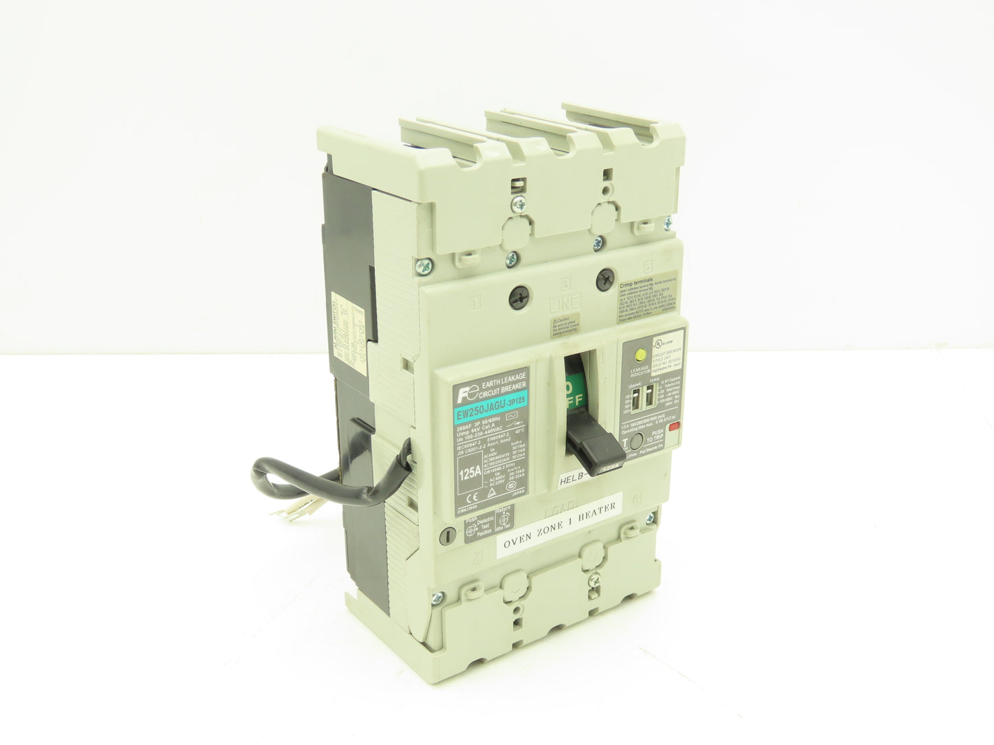 Fuji EW250JAGU-3P125 Earth Leakage Circuit Breaker 3-Pole 125A 100-440VAC