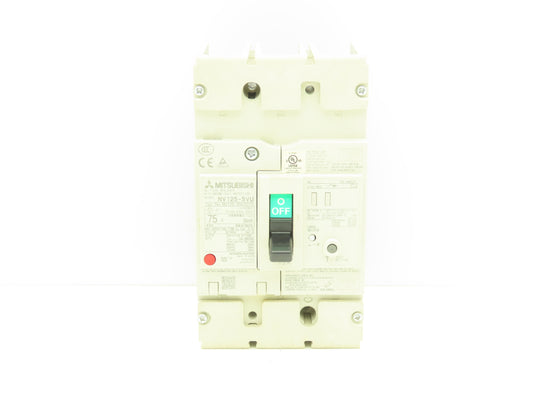 Mitsubishi NV125-SVU3075 Earth Leakage Circuit Breaker 3-Pole 75A 120-480VAC