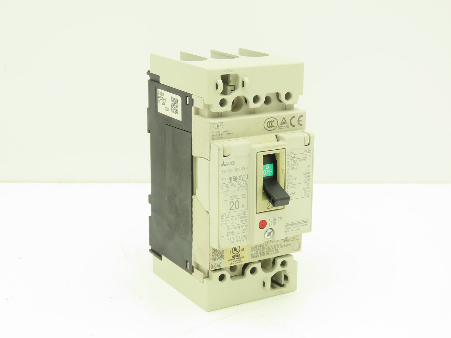 Mitsubishi NF50-SVFU320 Earth Leakage Circuit Breaker 3-Pole 20A 240VAC