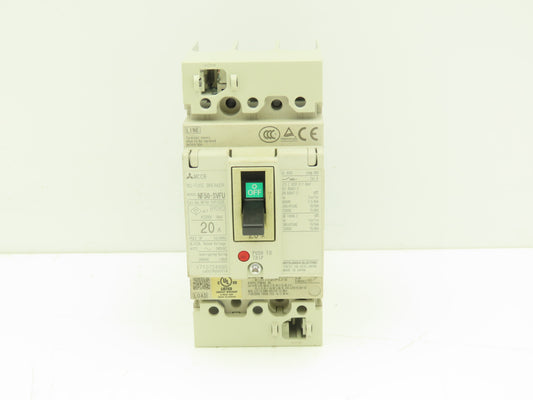 Mitsubishi NF50-SVFU320 Earth Leakage Circuit Breaker 3-Pole 20A 240VAC