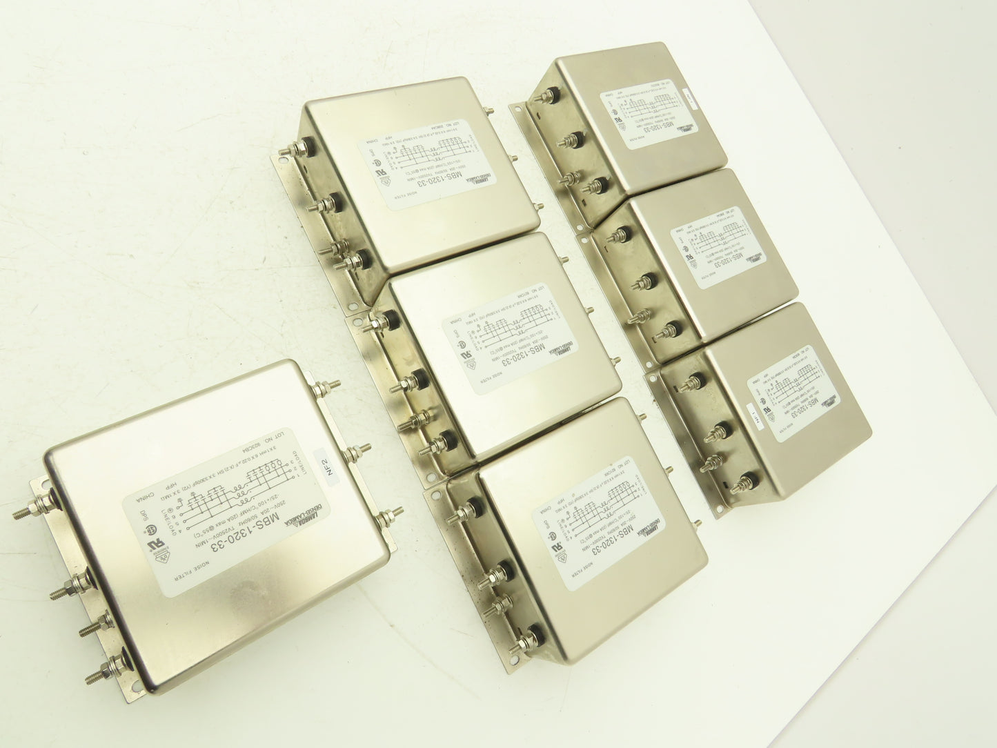 Densei-Lambda MBS-1320-33 Noise Filter 250V~20A Max TV2500~1MIN Lot of 7