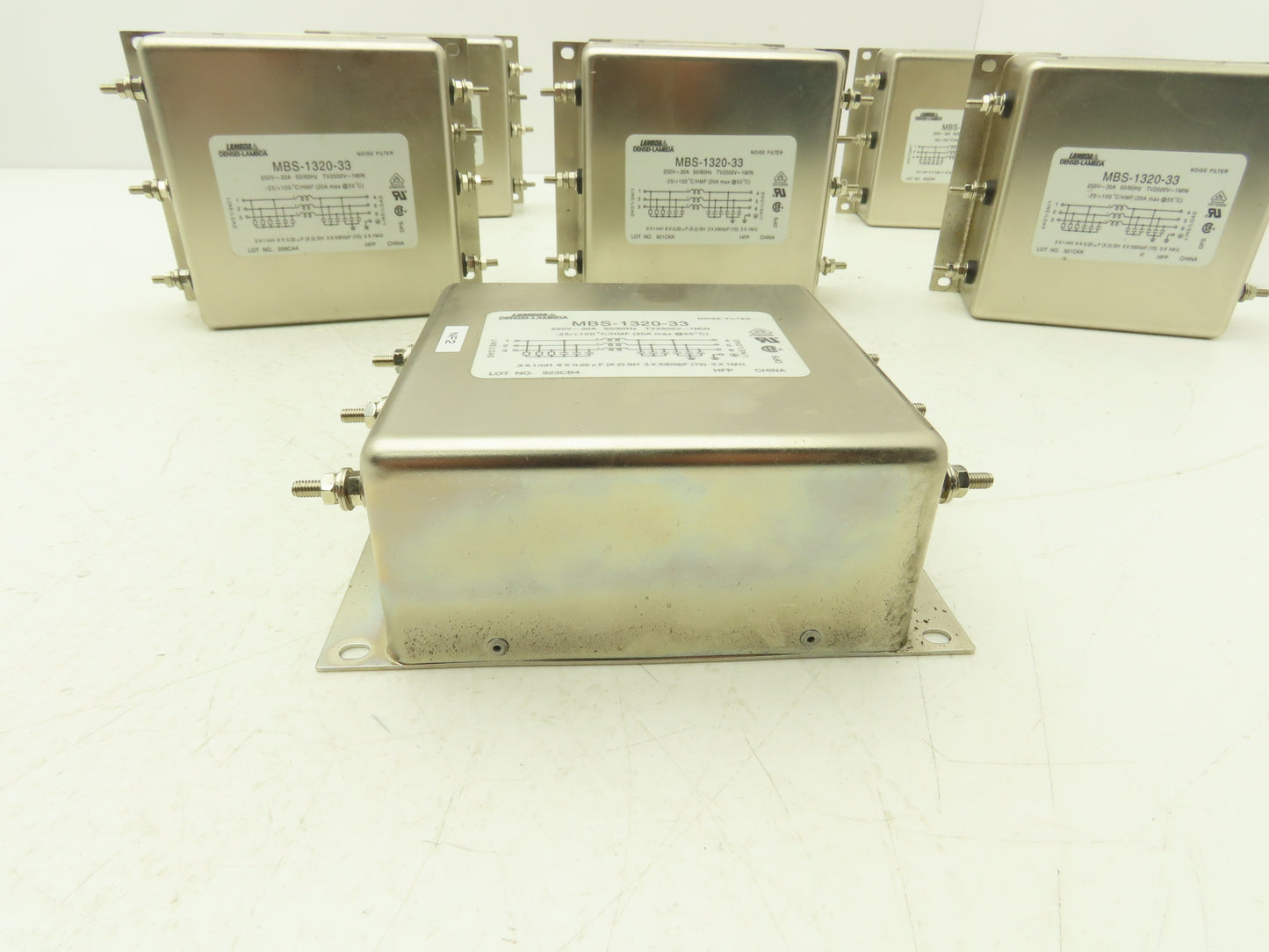 Densei-Lambda MBS-1320-33 Noise Filter 250V~20A Max TV2500~1MIN Lot of 7