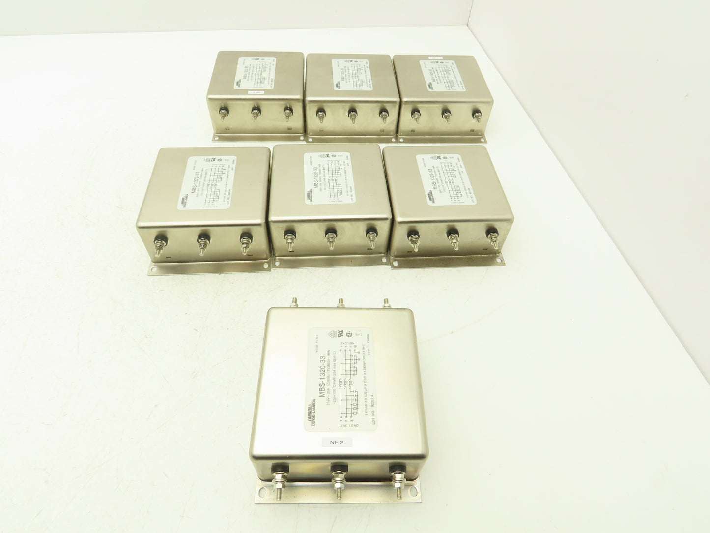 Densei-Lambda MBS-1320-33 Noise Filter 250V~20A Max TV2500~1MIN Lot of 7