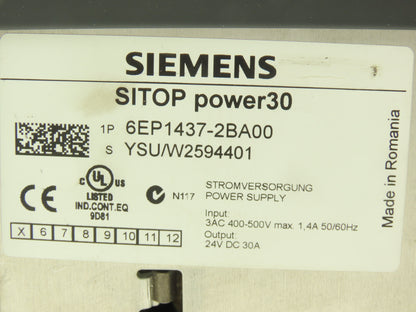Siemens 6EP1437-2BA00 24VDC Power Supply 400-500VAC 3Ph