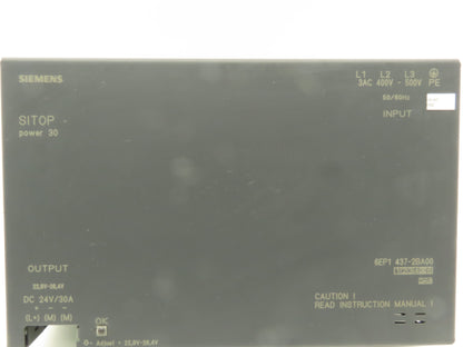 Siemens 6EP1437-2BA00 24VDC Power Supply 400-500VAC 3Ph