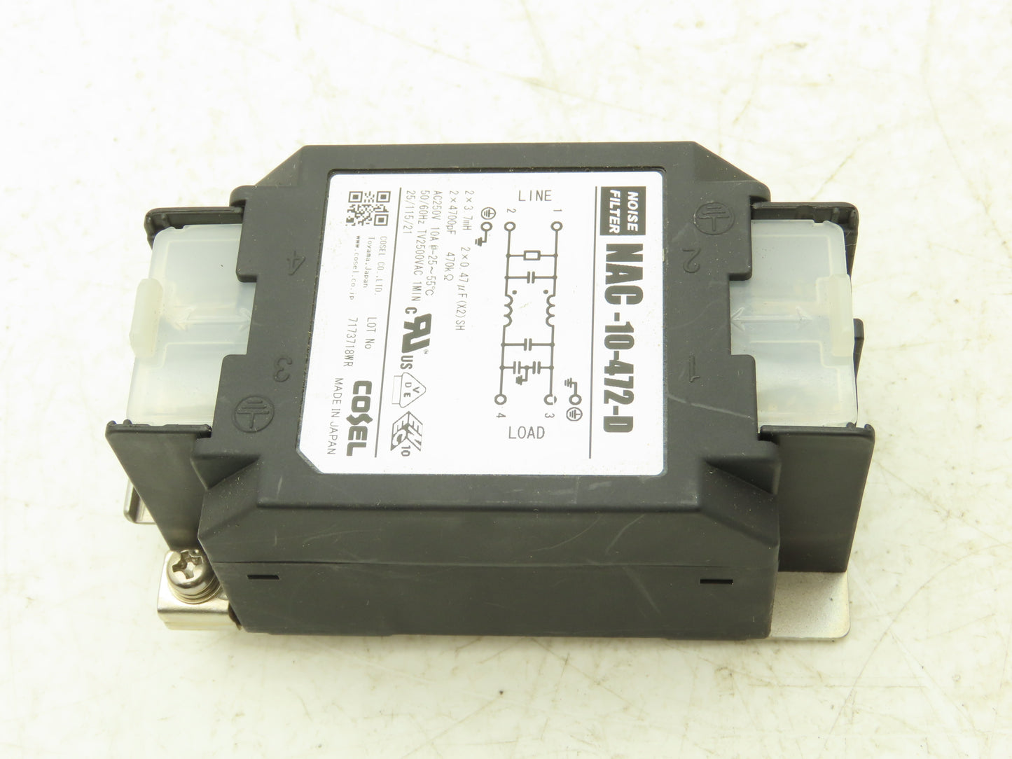 Cosel NAC-10-472-D Noise Filter 250V 10A TV2500VAC 1 MIN 2 Pole Lot of 5