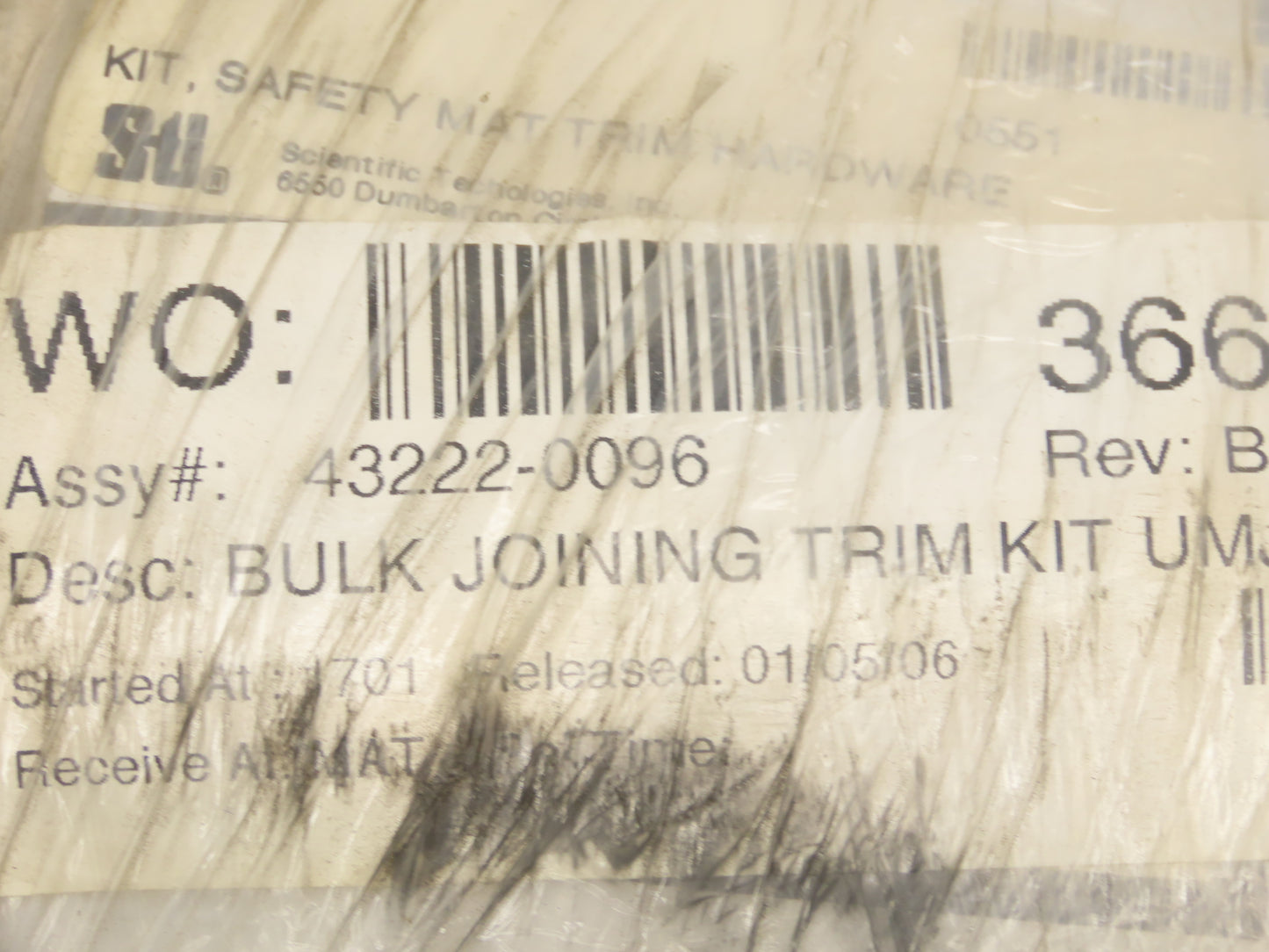 STI 43222-0096 Trim Kit For UMJS8 Rubber Safety Floor Mat Pressure Switch 96"