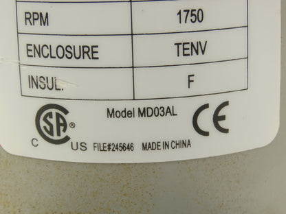 MD03AL Permanent Magnet DC Motor 90V 1/2Hp 1750 RPM 5 Amp 56C C-Face