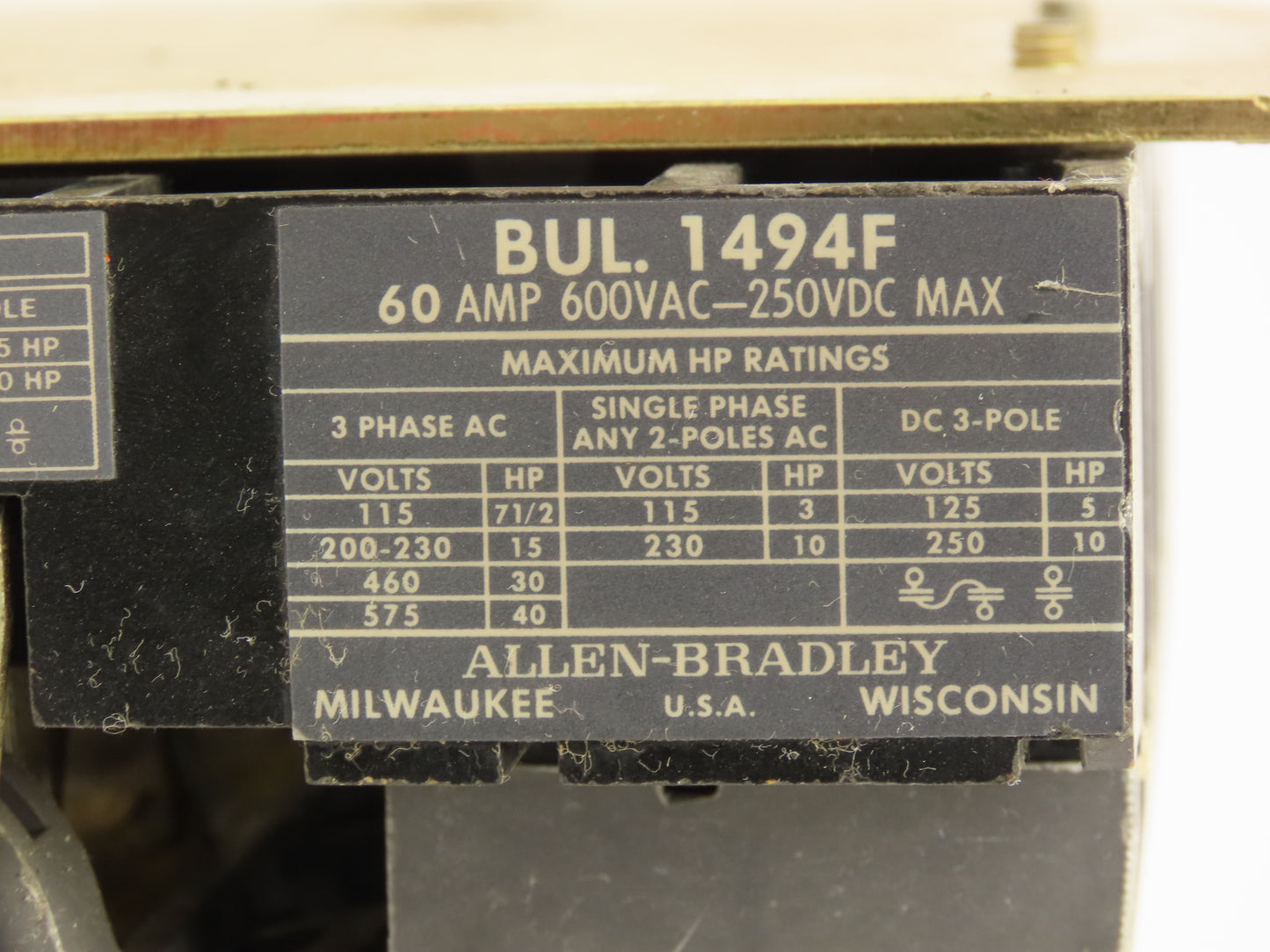 Square D 1494F-NF60 Fusible Disconnect Switch 60A 600V 1494F-R666