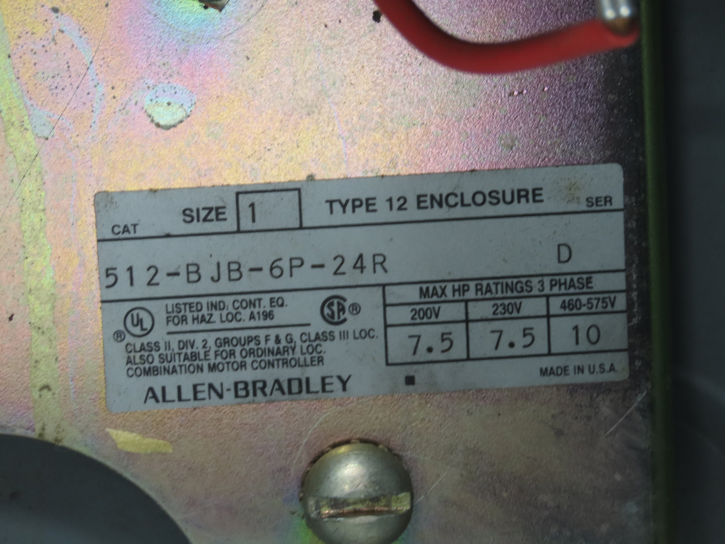 Allen-Bradley 512-BJB-6P-24R Combination Starter Fusible 600V 3PH 10HP