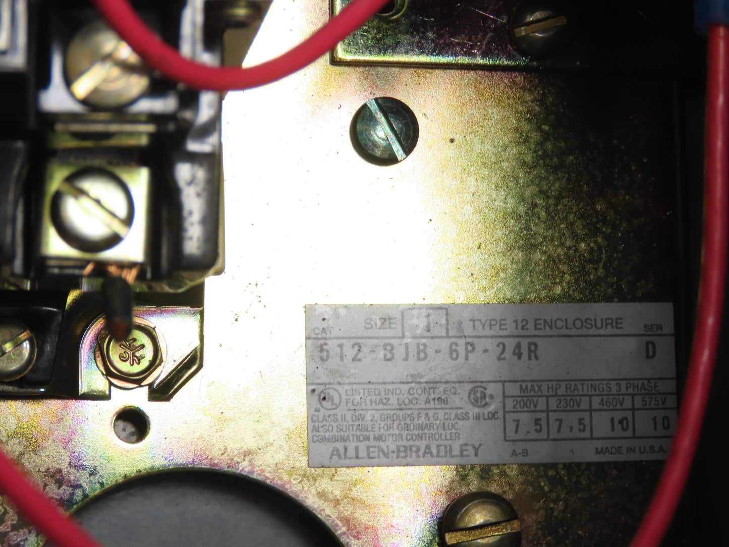 Allen-Bradley 512-BJB-6P-24R Combination Starter Fusible 600V 3PH 10HP Ser D