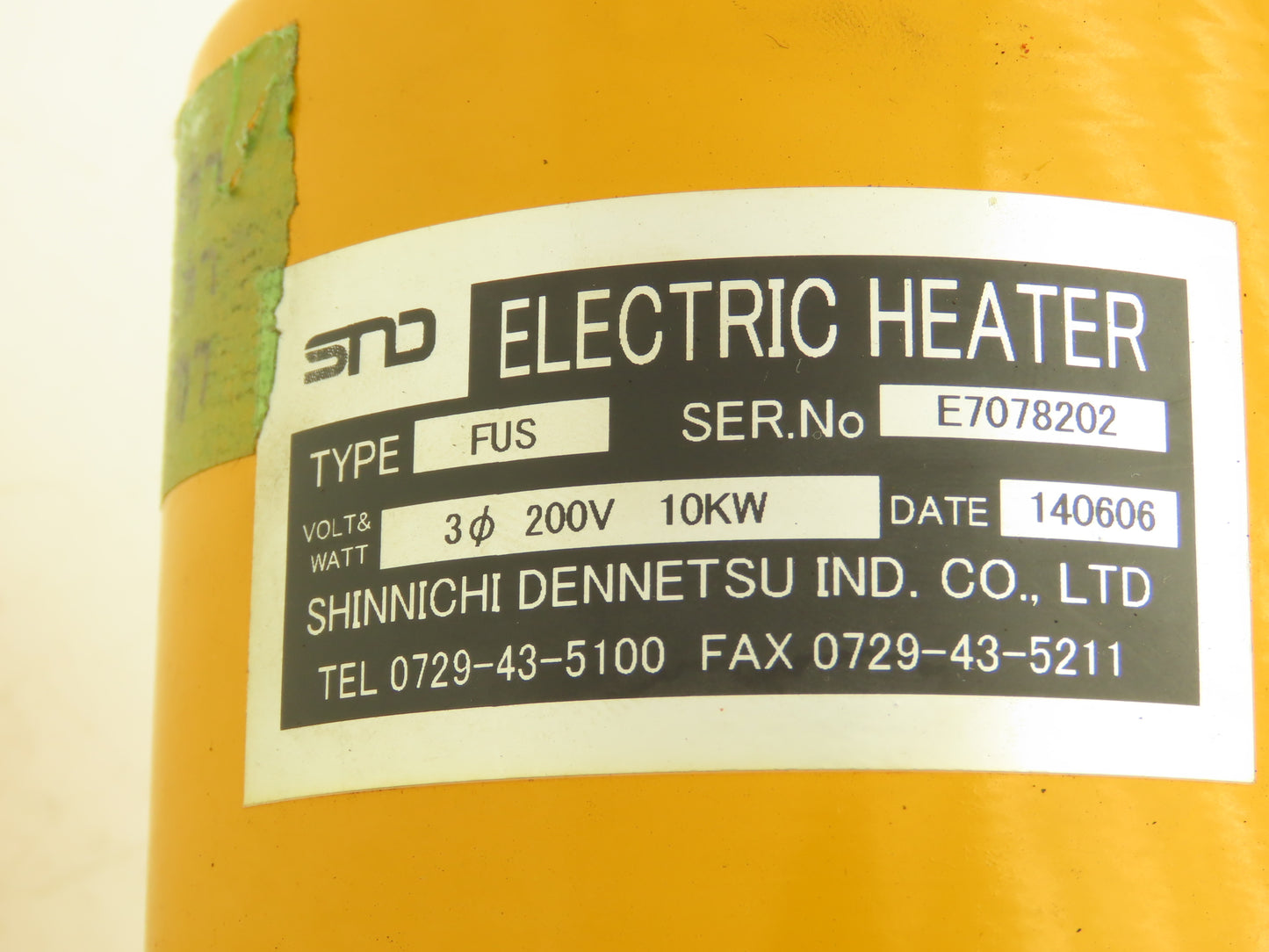 Shinnichi Dennetsu FUS Immersion Tank Heater 18" Element 3PH 200V 10Kw
