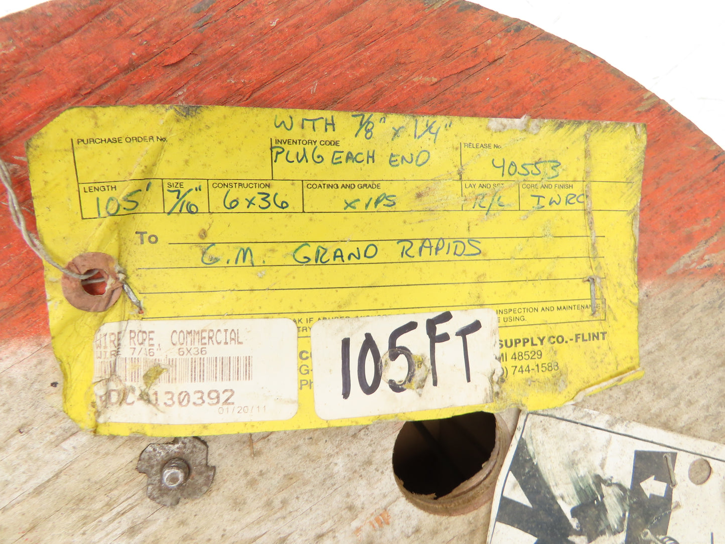 7/16"x 105' Steel Wire Rope Crane Hoist Winch Lifting Cable 6x36