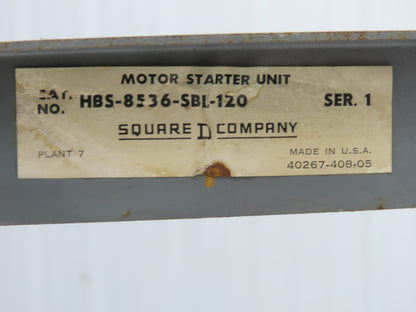 Square D HBS-8536-SBL-120 Combination Motor Starter Fusible 600V 3PH 5HP