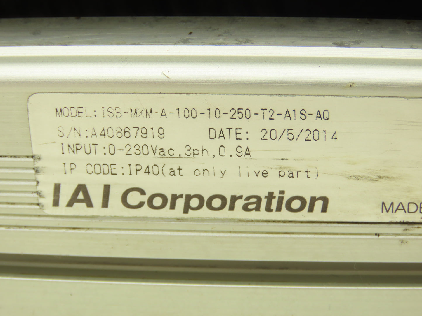 IAI ISB-MXM-A-100-10-250-T2-A1S-AQ Electric Linear Actuator 100mm Ballscrew
