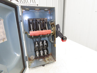 Square D HU362AWK Safety Disconnect Switch 60 Amp 600V 3 Pole W/Fuse block Added