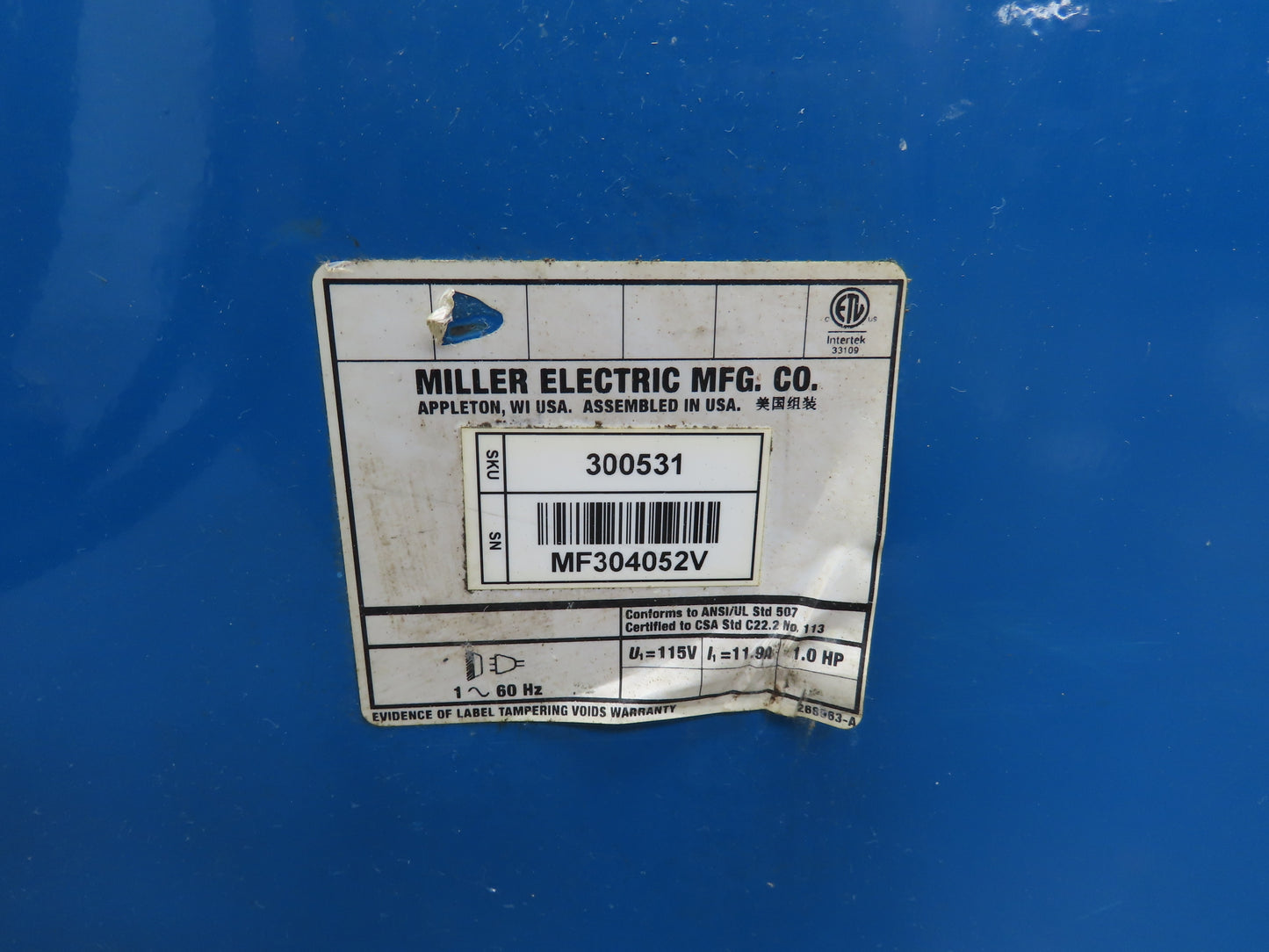 Miller Filtair MWX-S Welding Fume Extractor Mobile 115V 1Hp 7' Arm