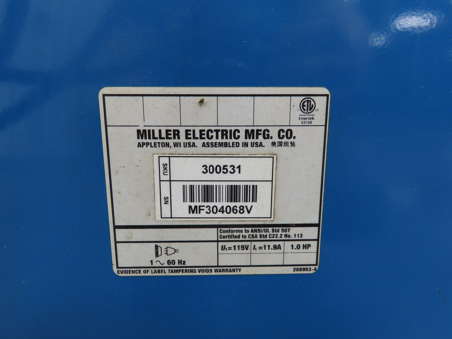 Miller Filtair MWX-S Welding Fume Extractor Mobile 115V 1Hp 7' Arm