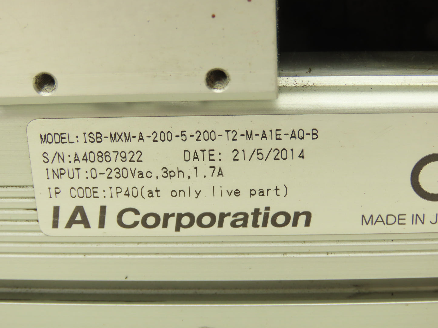 IAI ISB-MXM-A-200-5-200-T2-M-A1E-AQ-B Intelligent Actuator  Linear 200mm Stroke