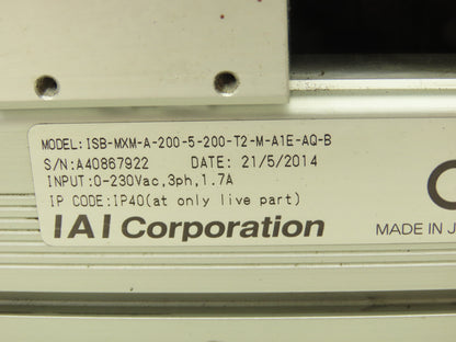 IAI ISB-MXM-A-200-5-200-T2-M-A1E-AQ-B Intelligent Actuator  Linear 200mm Stroke