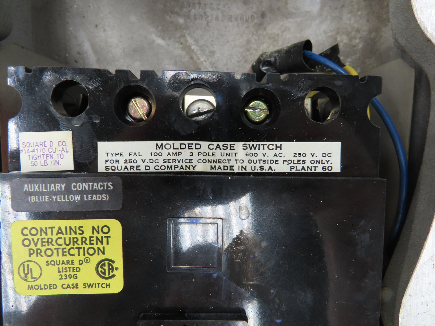 Square D H-100-XFA Explosion Proof Circuit Breaker Switch Enclosure 100A 600VAC