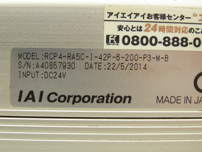 IAI RCP4-RA5C-I-42P-6-200-P3-M-B Motorized Ball Screw Robo Cylinder 200mm Stroke