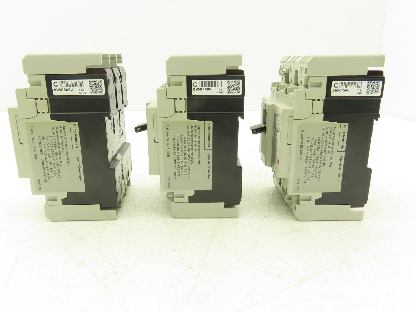 Fuji BW50RAGU3P015 3-Pole Auto Circuit Breaker 15A 500V 3Ph Molded Case Lot of 3