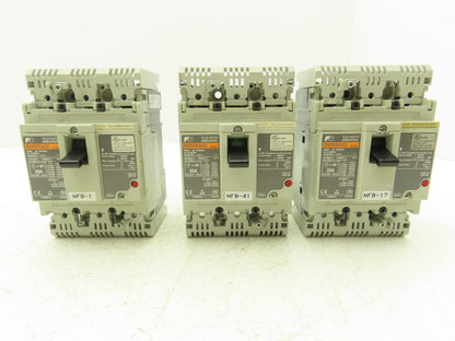 Fuji BW50RAGU3P020 3-Pole Auto Circuit Breaker 20A 500V 3Ph Molded Case Lot of 3