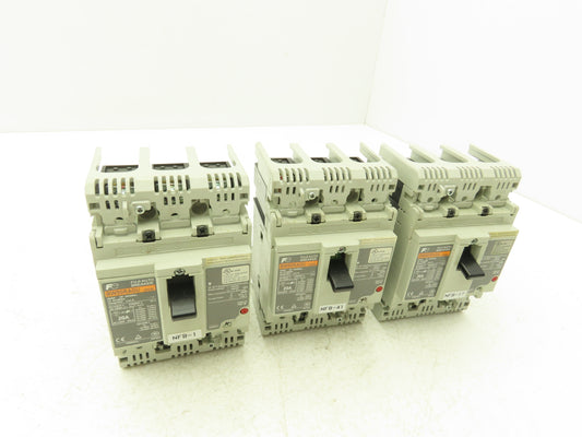 Fuji BW50RAGU3P020 3-Pole Auto Circuit Breaker 20A 500V 3Ph Molded Case Lot of 3