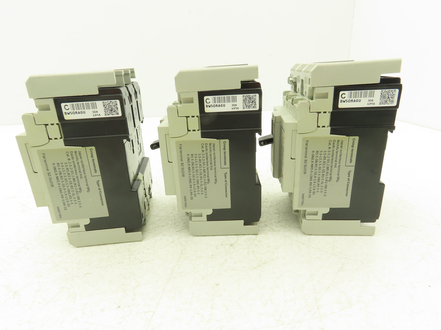 Fuji BW50RAGU3P030 3-Pole Auto Circuit Breaker 30A 500V 3Ph Molded Case Lot of 3