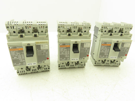 Fuji BW50RAGU3P030 3-Pole Auto Circuit Breaker 30A 500V 3Ph Molded Case Lot of 3