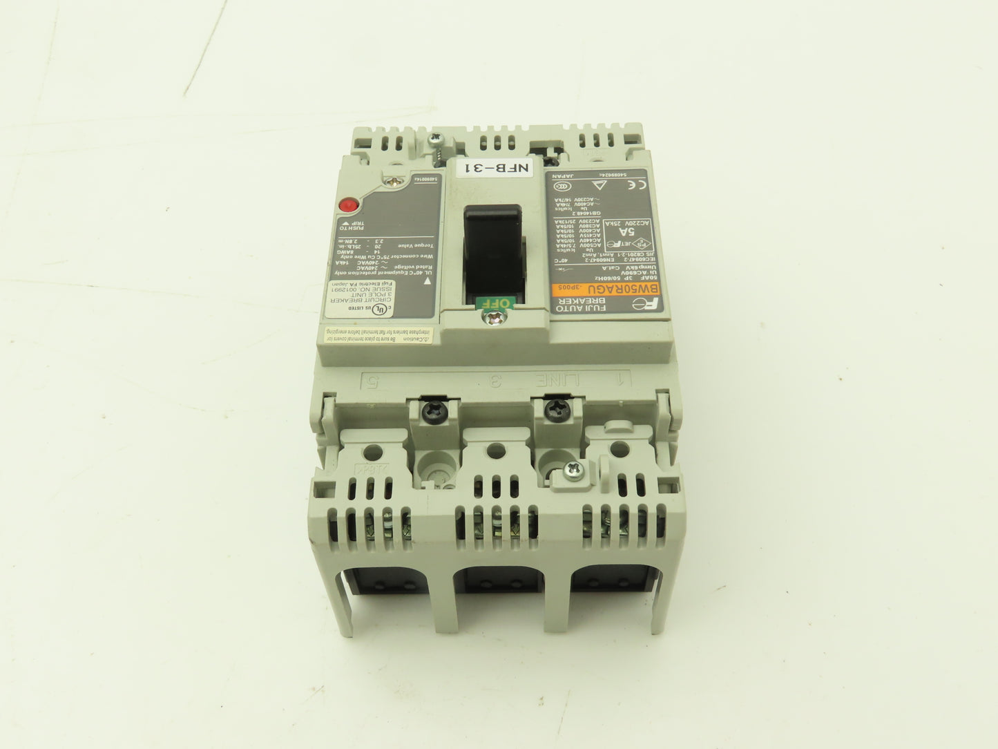 Fuji Electric BW50RAGU-3P005 3-Pole Auto Circuit Breaker 5A 500V 3Ph Lot of 9