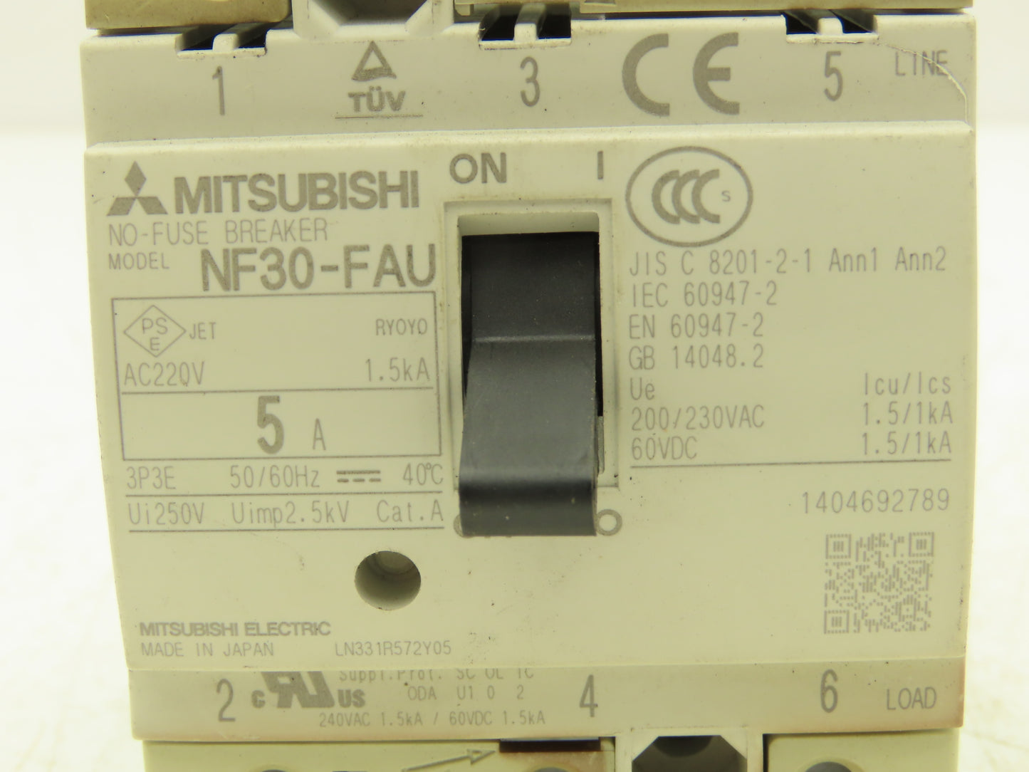 Mitsubishi NF30-FAU 3-Pole No Fuse Circuit Breaker 5A 200-230V 3Ph Lot of 11