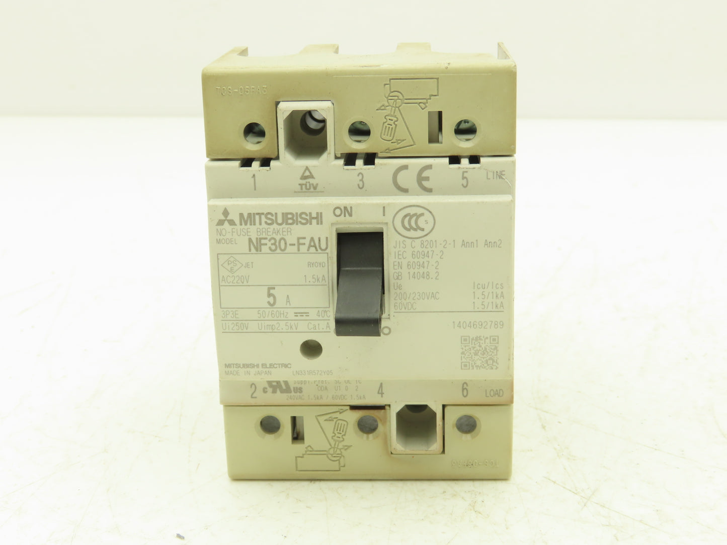 Mitsubishi NF30-FAU 3-Pole No Fuse Circuit Breaker 5A 200-230V 3Ph Lot of 11