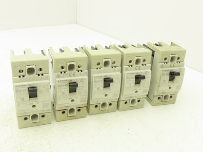 Mitsubishi NF30-FA 3-Pole No Fuse Circuit Breaker 10A 200-230V 3Ph Lot of 5