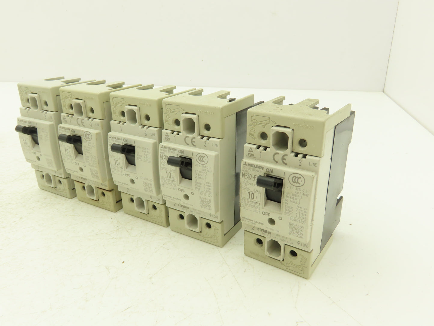 Mitsubishi NF30-FA 3-Pole No Fuse Circuit Breaker 10A 200-230V 3Ph Lot of 5