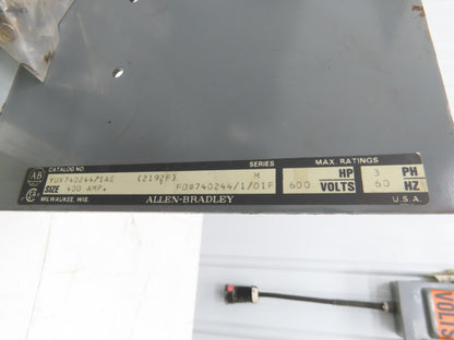 Allen Bradley 1494V-DS400 Safety Disconnect Switch 400A 600V 125HP 3Ph