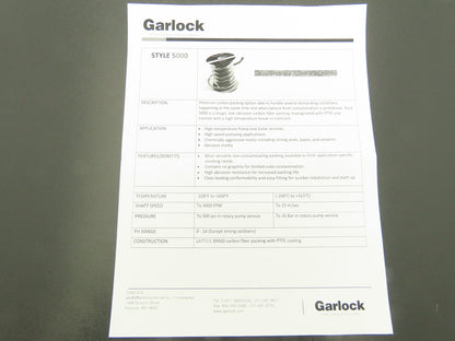 Garlock 5000 Compression Packing 4.5X6.5X1" Pump Gasket Seal