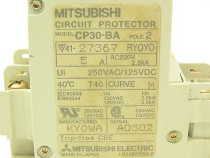 Mitsubishi CP30-BA  5A Amp Circuit Breaker Protector 2-Pole 250VAC  Lot of 9