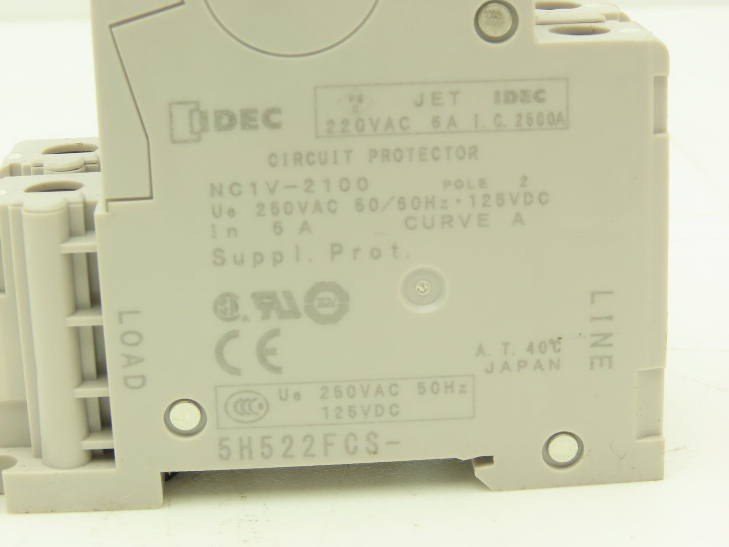 IDEC NC1V-2100 5 Amp Circuit Protector 2 Pole A Curve 250VAC/125VDC Lot of 9