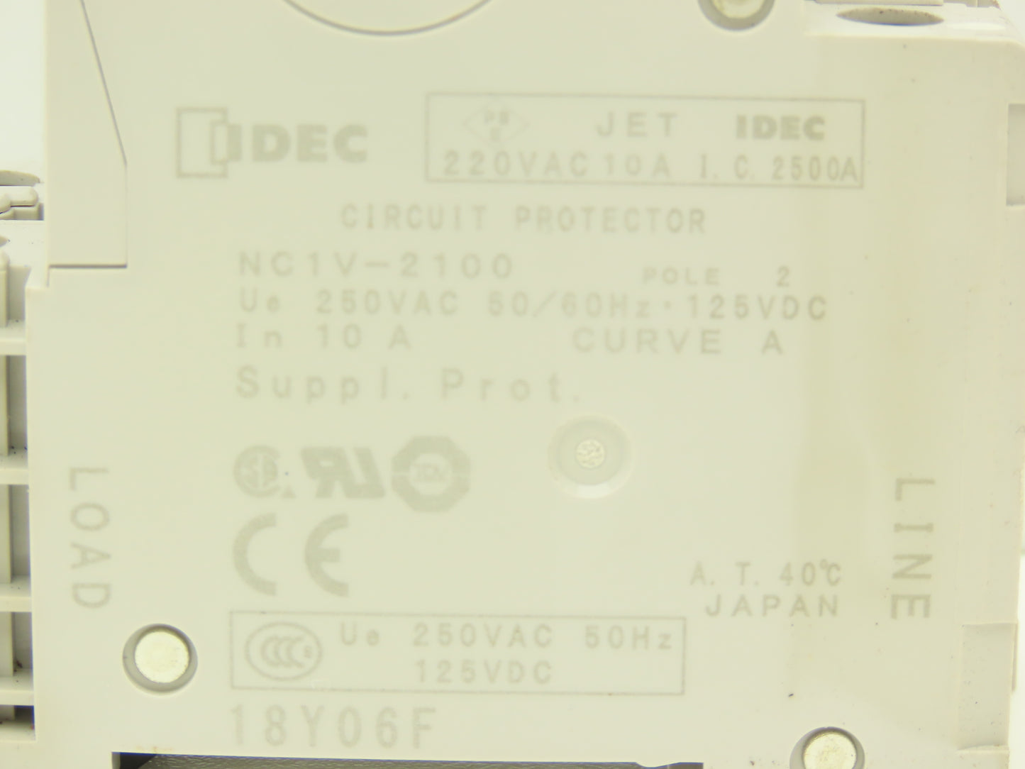 IDEC NC1V-2100 10 Amp Circuit Protector 2 Pole A Curve 250VAC/125VDC Lot of 9