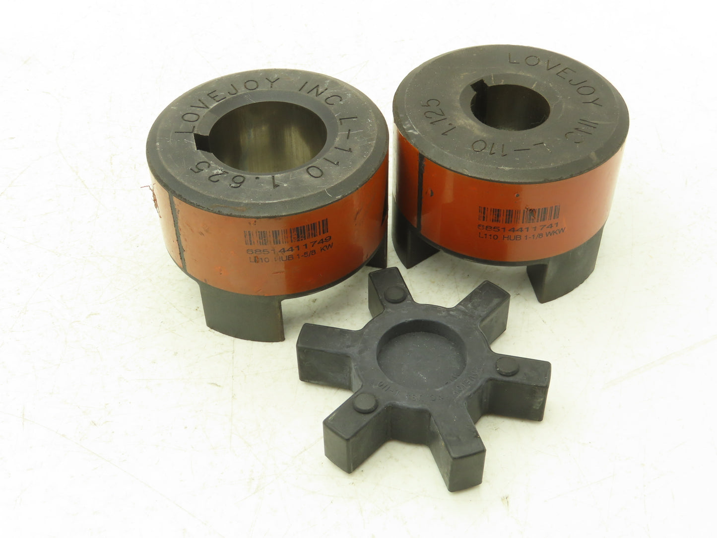 Lovejoy L-110X1.625/L-110 1.125 Coupling Set 1-1/8" & 1-5/8" Bore Hubs W Spider