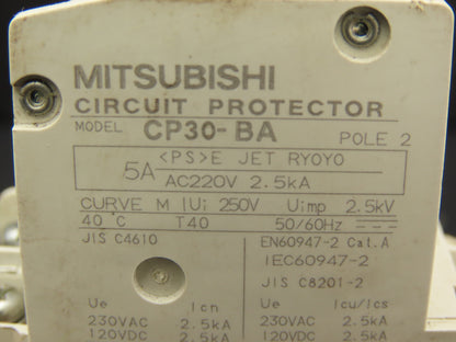 Mitsubishi CP30-BA  5A Amp Circuit Breaker Protector 2-Pole 250VAC  Lot of 12