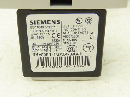 Siemens 3RH1244-1BB40 SIRIUS Contactor Relay 4NO + 4NC 24VDC Coil Lot of 6