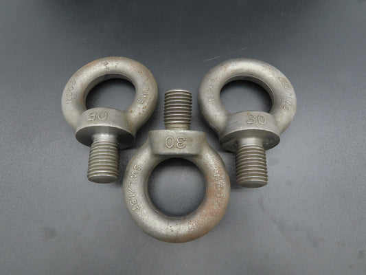 SWL 1.5T M30 x 3.5 Metric Shoulder Eye Bolt 45mm Shank NC-05  Lot of 3