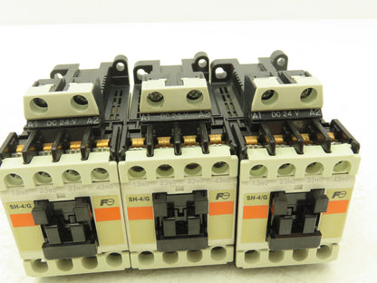 Fuji Electric SH-4/G Contactor Relay 600VAC 1.2A 24VDC Coil 4NO Lot of 3