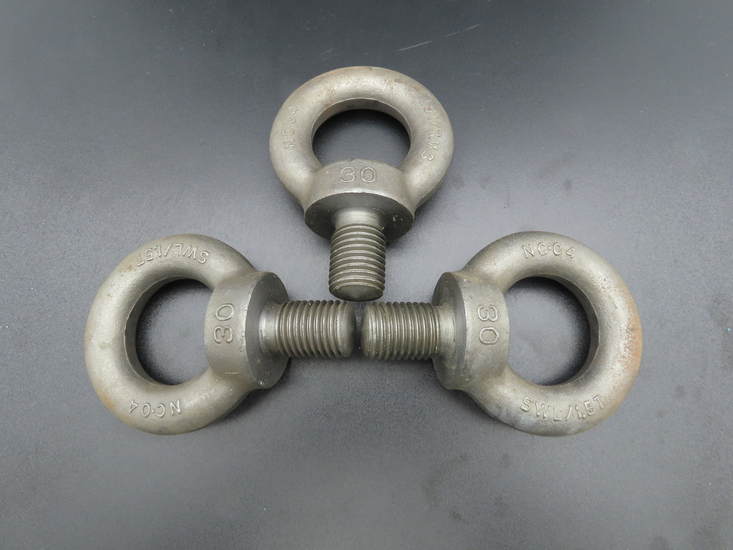 SWL 1.5T M30 x 3.5 Metric Shoulder Eye Bolt 45mm Shank NC-04  Lot of 3