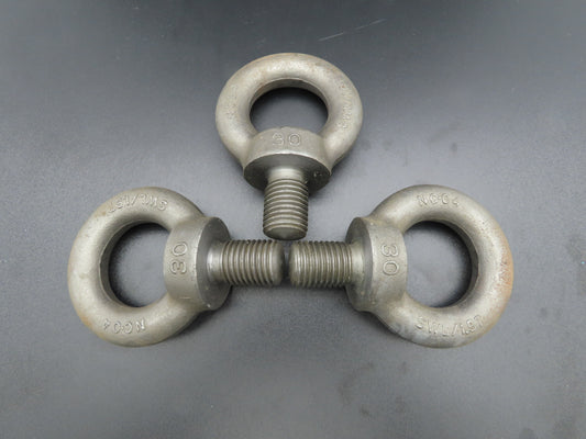 SWL 1.5T M30 x 3.5 Metric Shoulder Eye Bolt 45mm Shank NC-04  Lot of 3