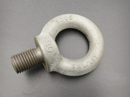 SWL 1.5T M30 x 3.5 Metric Shoulder Eye Bolt 45mm Shank NC-05  Lot of 3