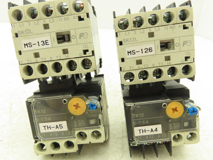 Fuji SK12L Motor Starter Contactor 5.5kW 600V & Overload 5-7.5A Lot of 2